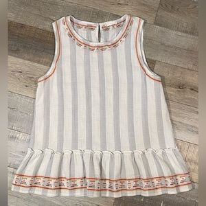 Altar'd State Cotton Stripe Embroidered Boho Peplum Blouse Size L